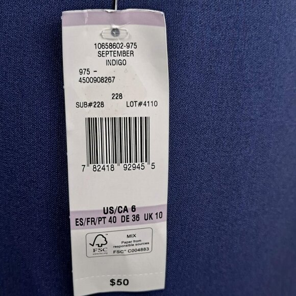 Black Label Evan-Picone Size 6 Navy Blue Pencil Skirt Kick Pleats Back Zip NWT - Picture 10 of 12